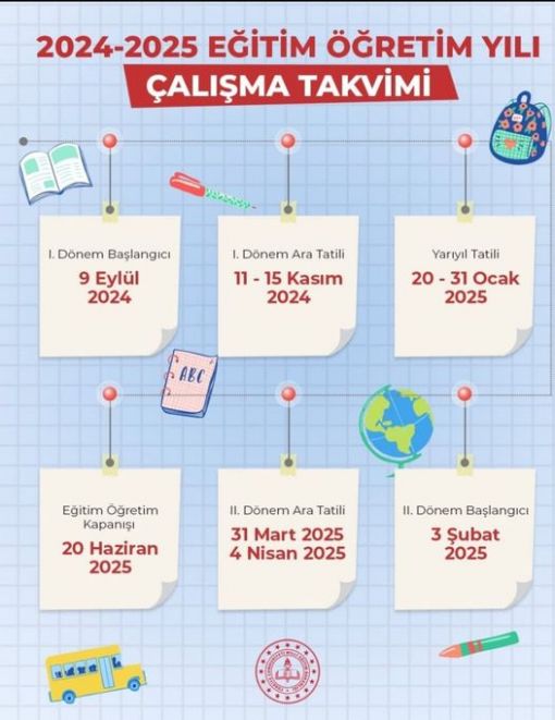 2024/2025 Çalışma Takvimi